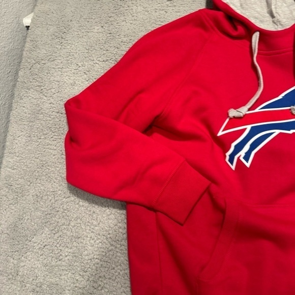 Men's Buffalo Bills Red Pullover Embroidered Hoodie Hoody Sweatshirt Size Large - Picture 6 of 11